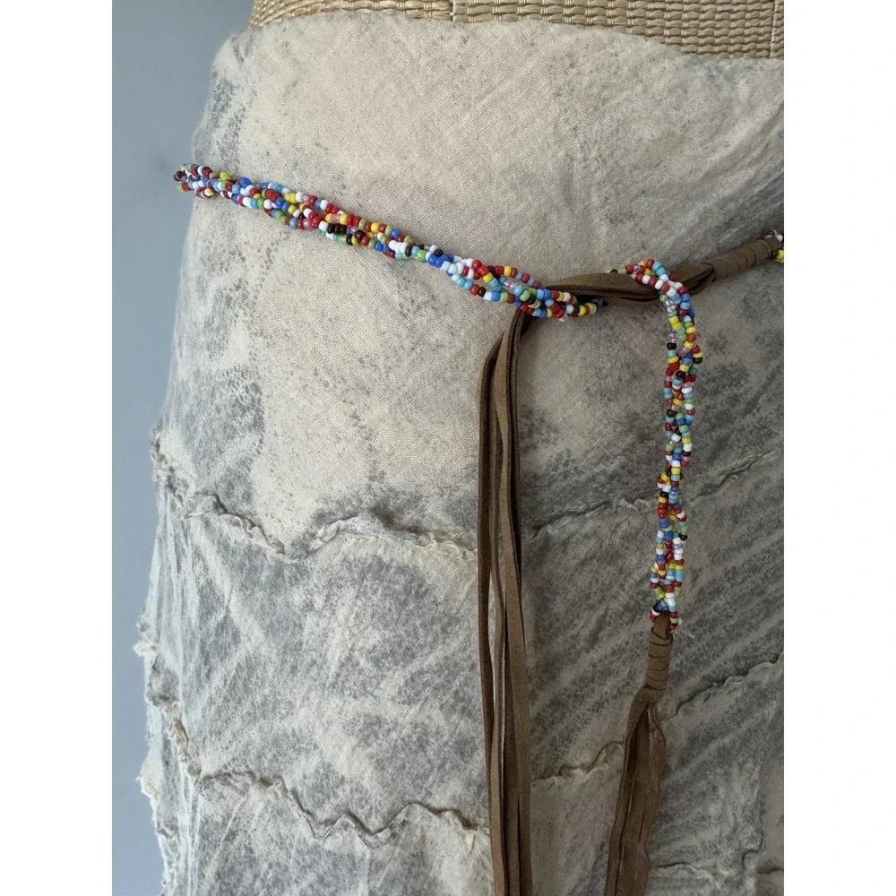 Y2K No Boundaries Belt Beaded Puka Shells Fringe NOS NWT Size XL 36